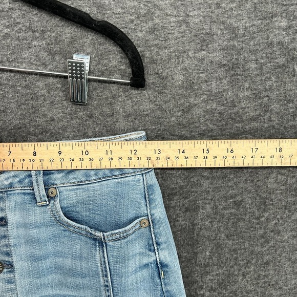 American Eagle Skirt Womens 0 Hi-Rise A Line Denim Jean Button Front Coastal Min - Picture 3 of 10